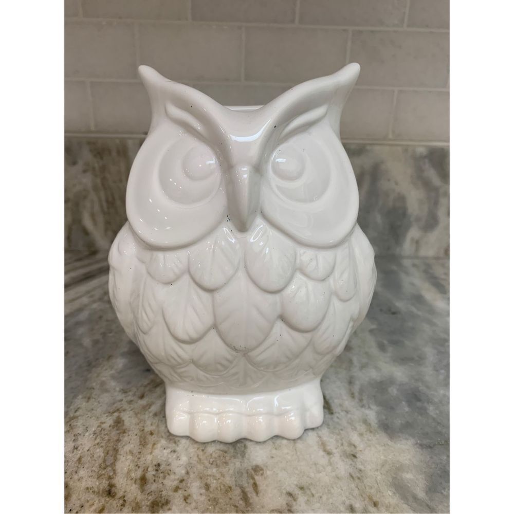 White Ceramic Gloss Owl